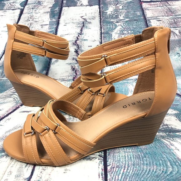 torrid Shoes - TORRID Tan Strappy Double Mine Wedge Sandals